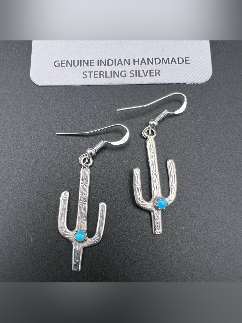 Native American Cactus Earrings - Picture 2 of 6